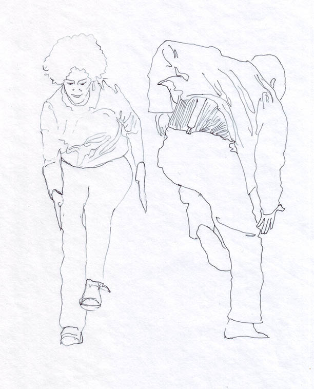 Tanzender Mann und Frau, Tusche auf Transparentpapier 20x30cm 2019