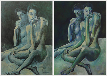 Original: Picasso, Freundinnen, Kopie: Öl auf Leinwand 50x70cm 2002