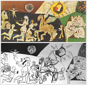 Original: Picasso, Garten, Kopie: Öl auf Leinwand 135x70cm 2007