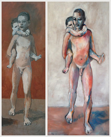 Original: Picasso, Junge mit Kind, Kopie: Öl auf Leinwand135x70cm 2007
