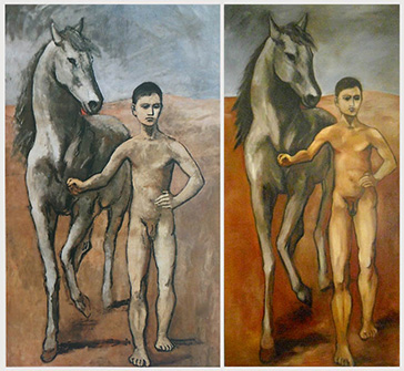 Original: Picasso, Knabe, ein Pferd führend, Kopie: Öl auf Leinwand135x70cm 2007